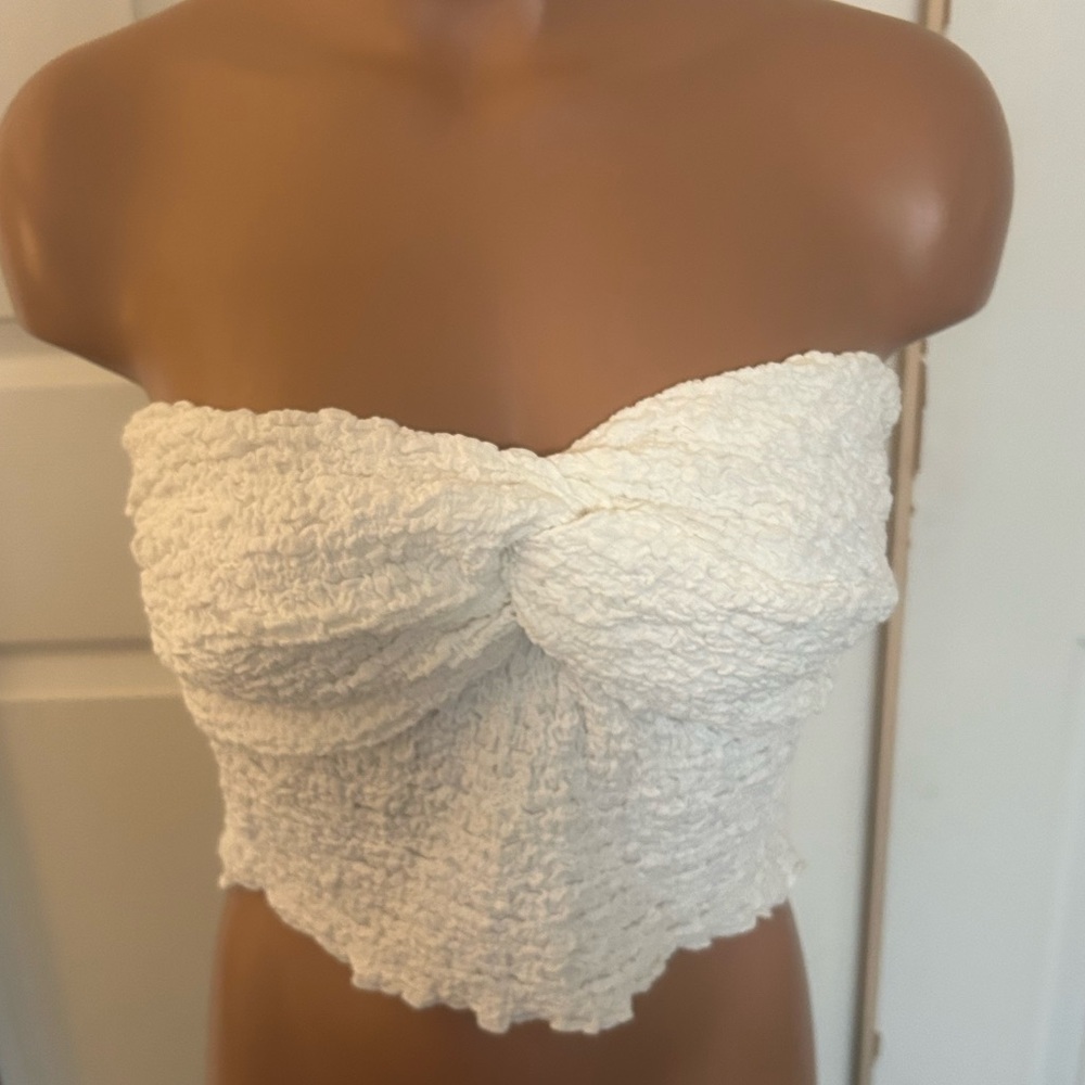 Sexy Strapless Fully Lined Twist Knot Crop Top Size Medium M New with Tag